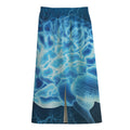Blue Electrical Brain Activity Print Cotton Front Slit Maxi Skirt