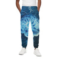 Blue Electrical Brain Activity Print Cotton Sweatpants