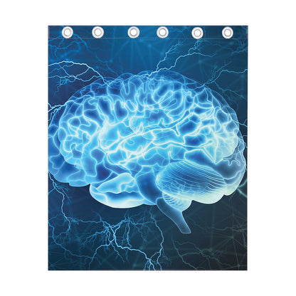 Blue Electrical Brain Activity Print Curtain