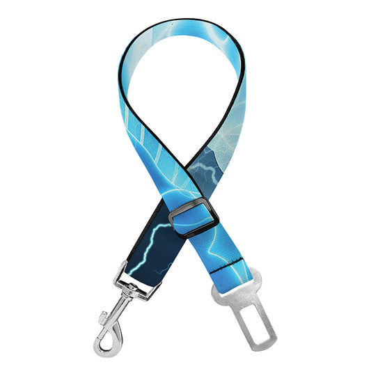 Blue Electrical Brain Activity Print Dog Seat Belt