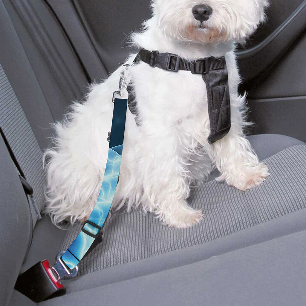 Blue Electrical Brain Activity Print Dog Seat Belt