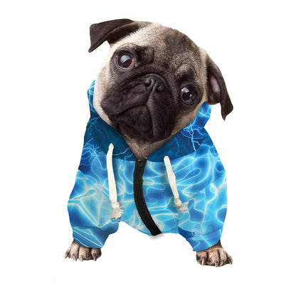Blue Electrical Brain Activity Print Dog Zip Up Hoodie