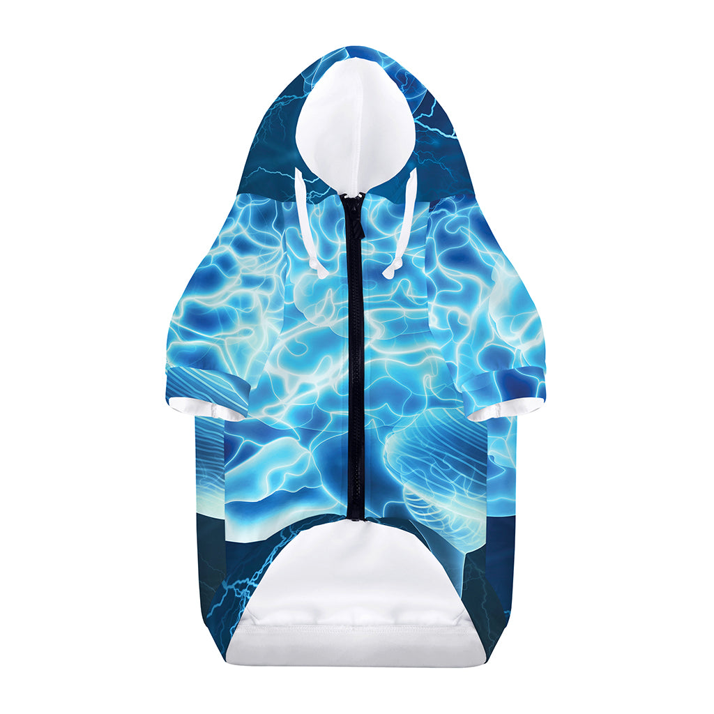 Blue Electrical Brain Activity Print Dog Zip Up Hoodie