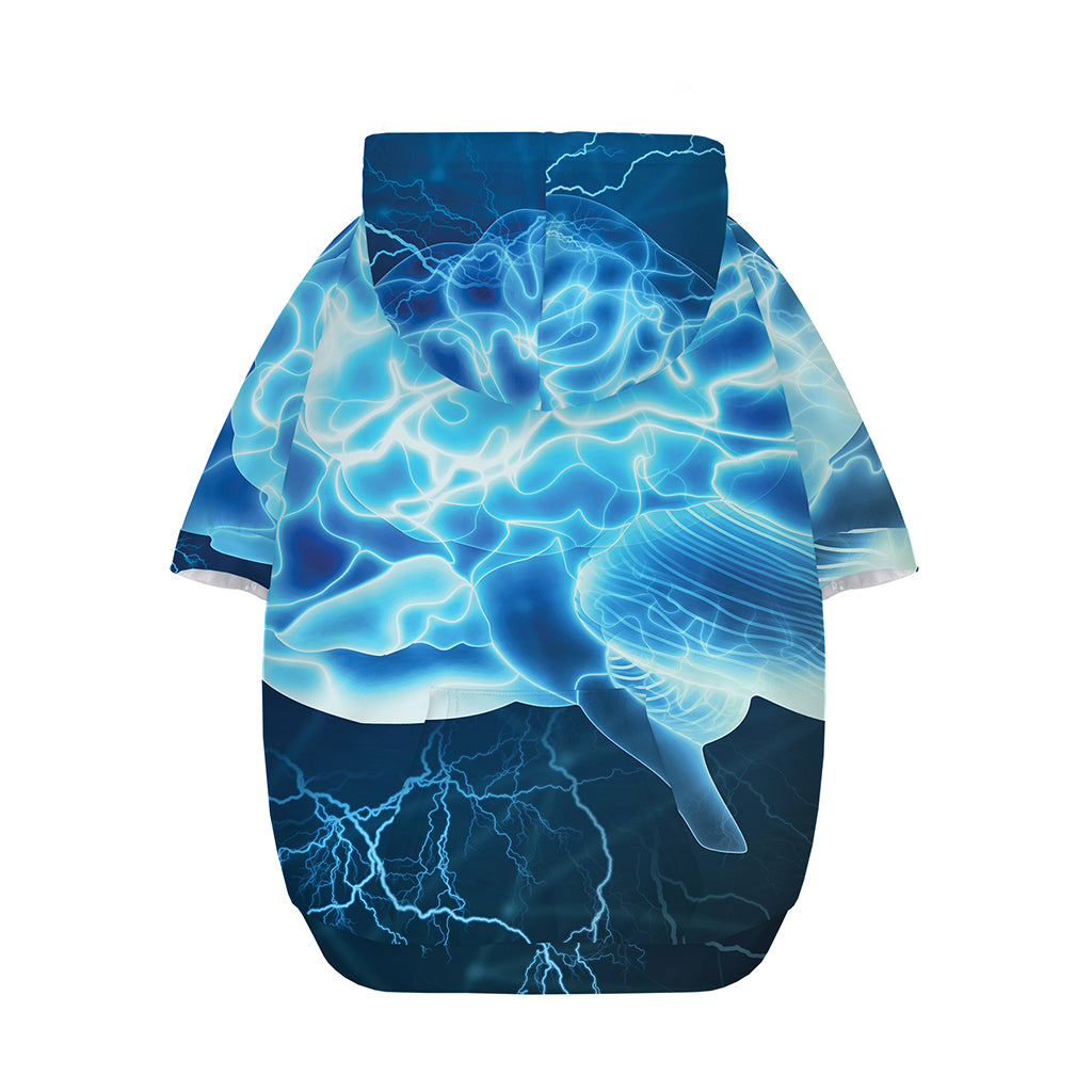 Blue Electrical Brain Activity Print Dog Zip Up Hoodie
