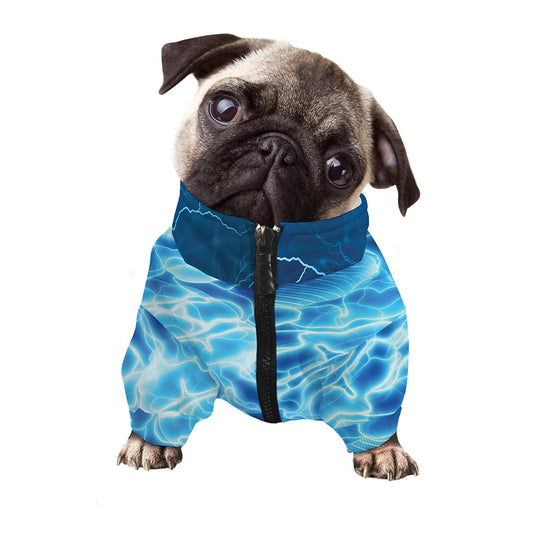 Blue Electrical Brain Activity Print Dog Zip Up Jacket