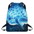 Blue Electrical Brain Activity Print Drawstring Backpack