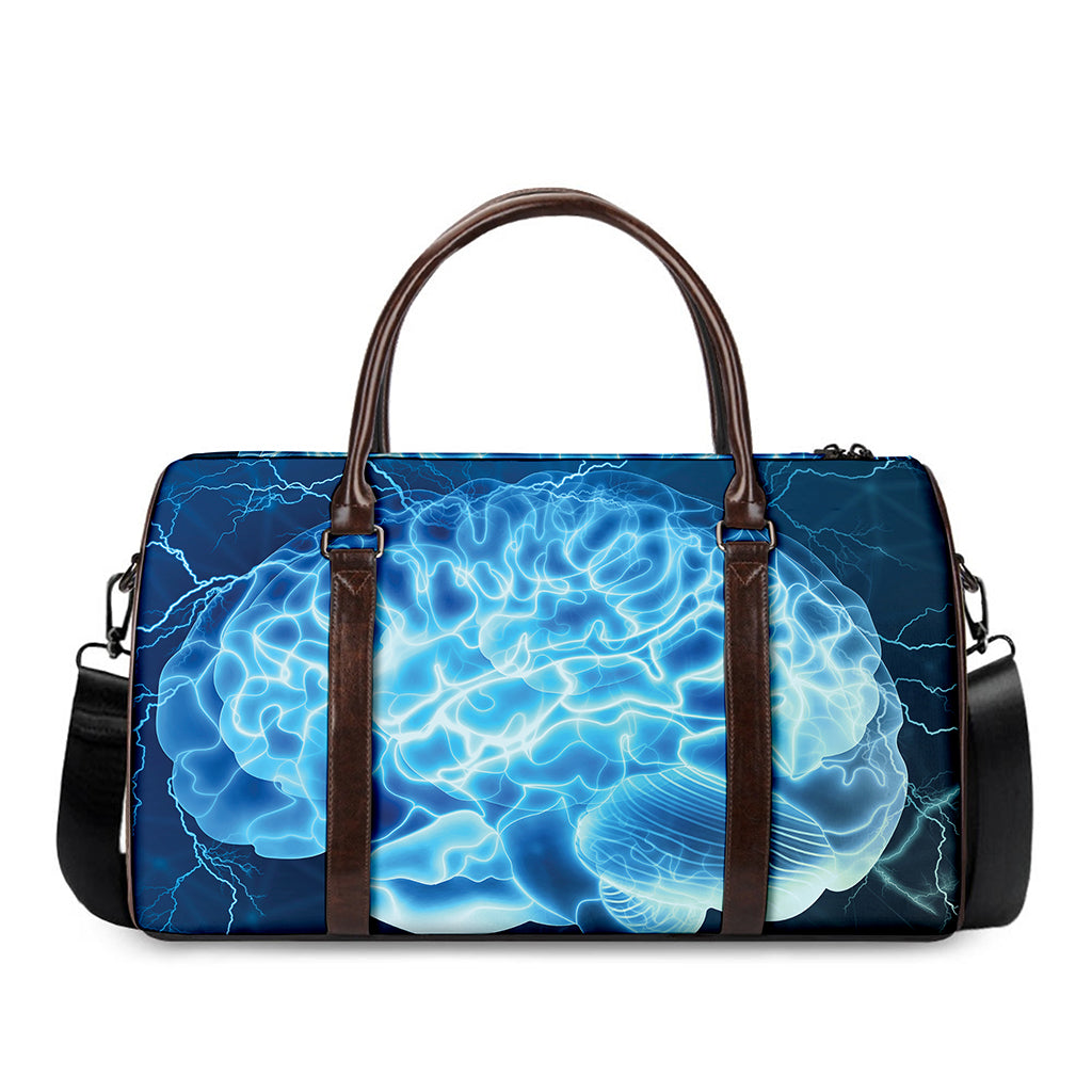 Blue Electrical Brain Activity Print Duffle Bag