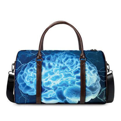 Blue Electrical Brain Activity Print Duffle Bag