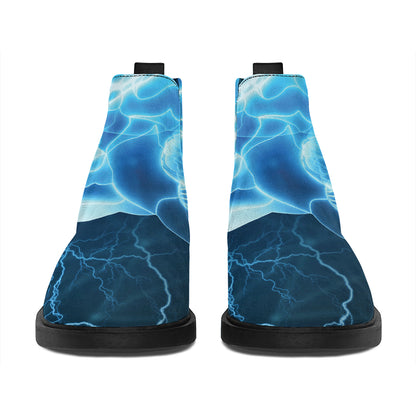 Blue Electrical Brain Activity Print Flat Ankle Boots