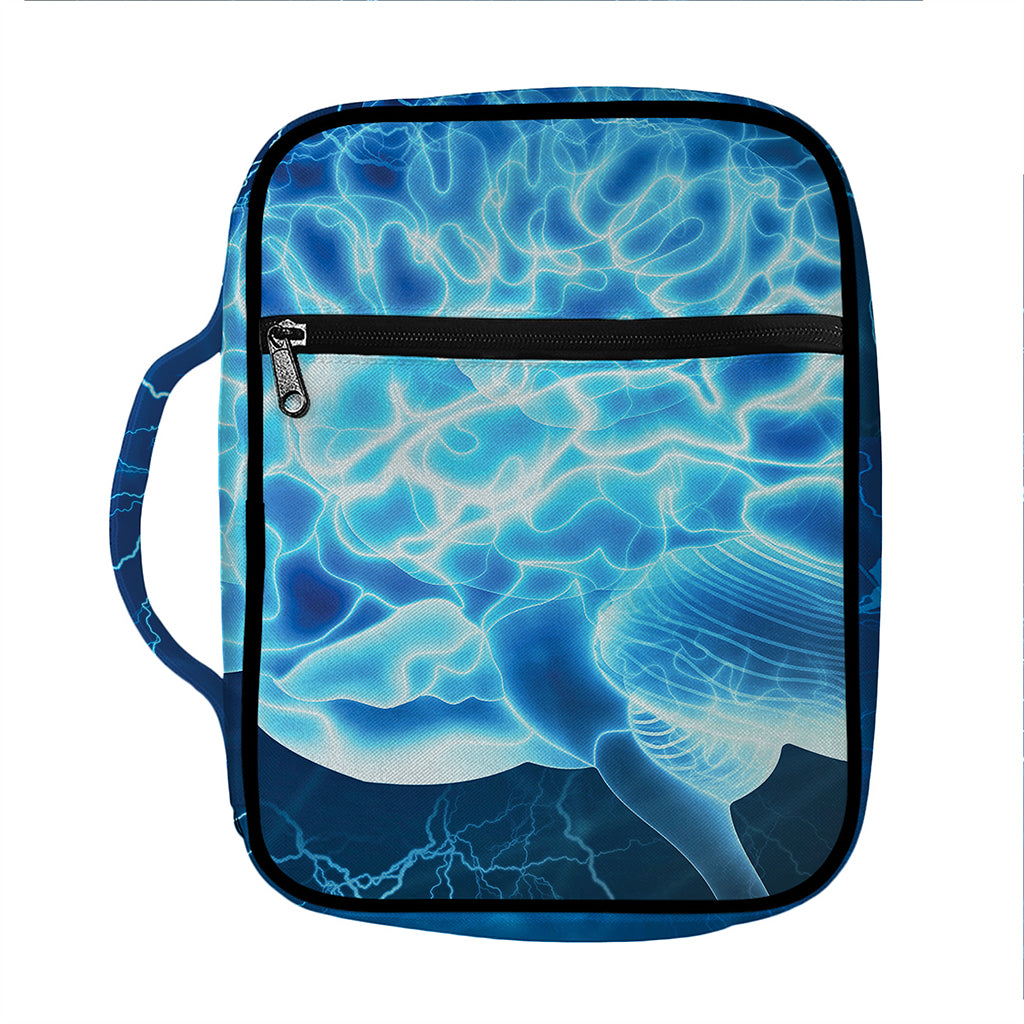Blue Electrical Brain Activity Print Front Pocket Bible Bag