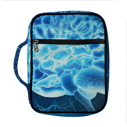 Blue Electrical Brain Activity Print Front Pocket Bible Bag