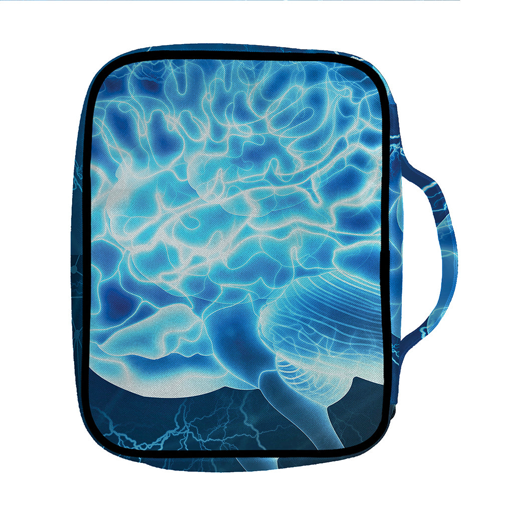 Blue Electrical Brain Activity Print Front Pocket Bible Bag