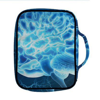 Blue Electrical Brain Activity Print Front Pocket Bible Bag