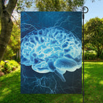 Blue Electrical Brain Activity Print Garden Flag