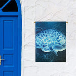 Blue Electrical Brain Activity Print Garden Flag