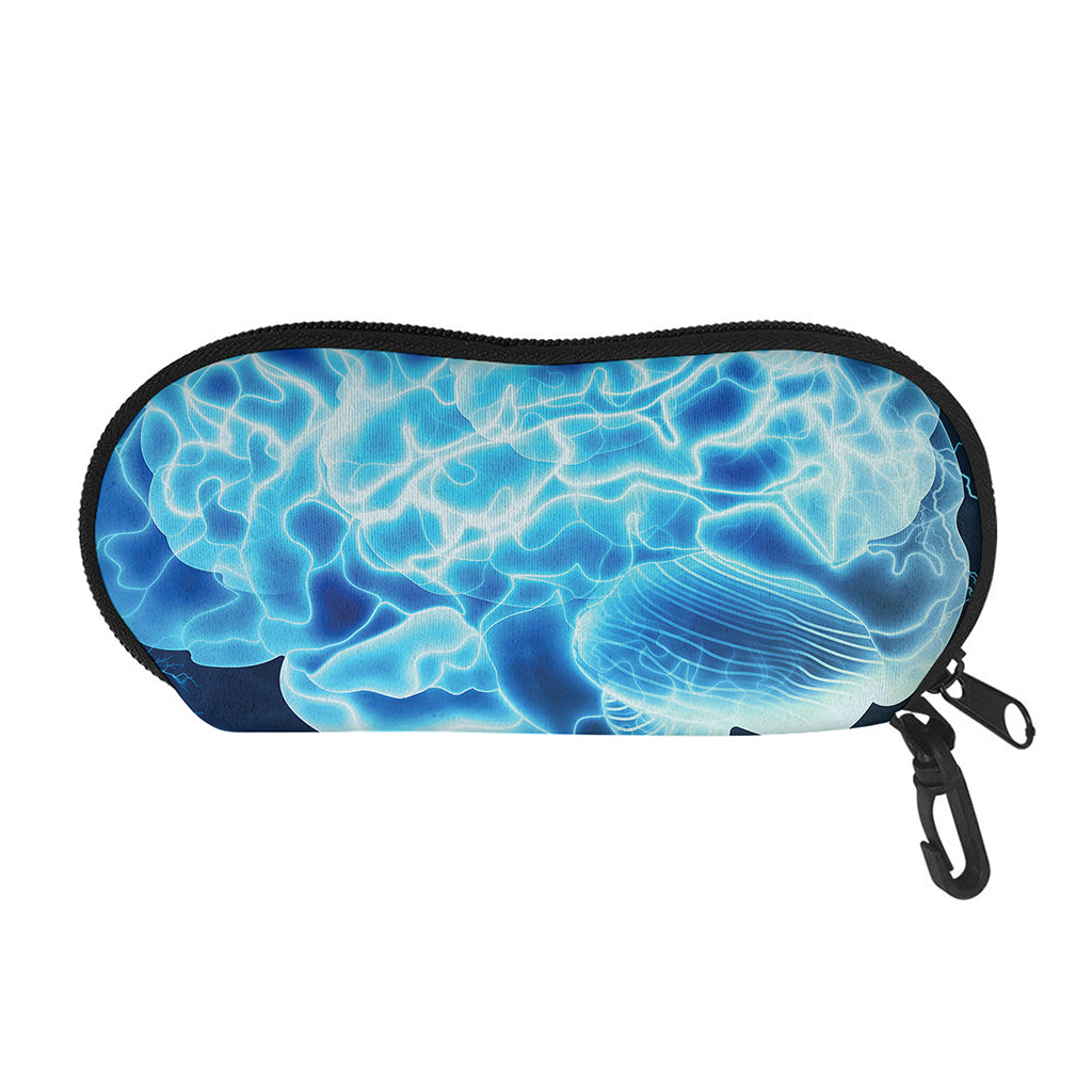 Blue Electrical Brain Activity Print Glasses Case