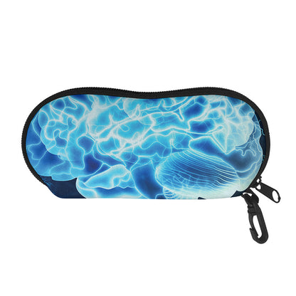 Blue Electrical Brain Activity Print Glasses Case