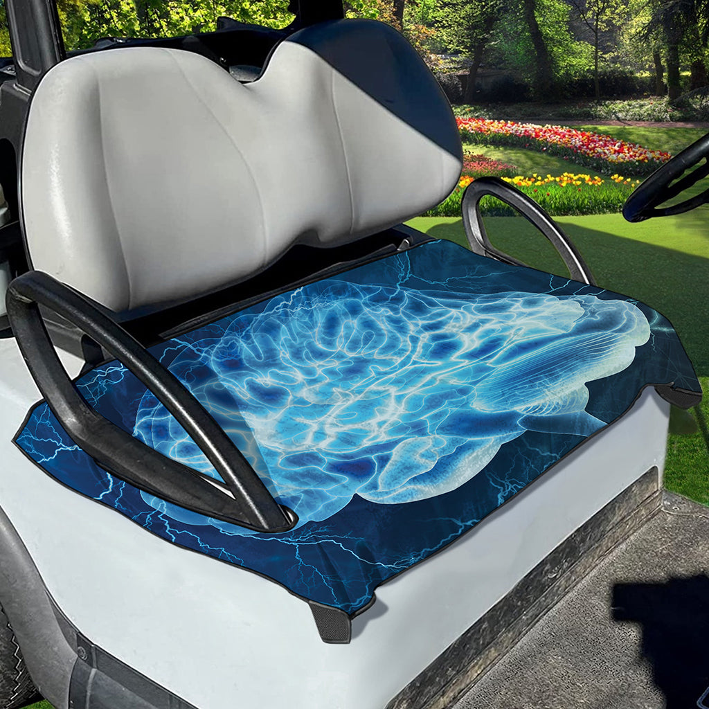 Blue Electrical Brain Activity Print Golf Cart Seat Cover