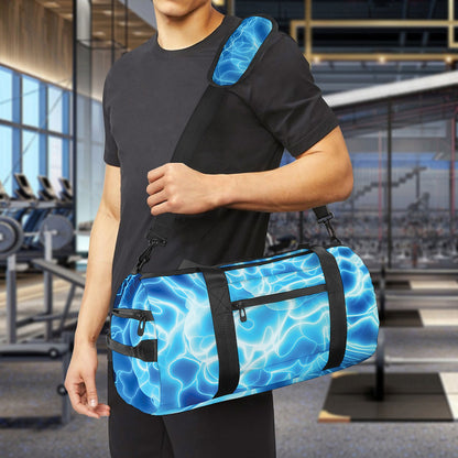 Blue Electrical Brain Activity Print Gym Bag
