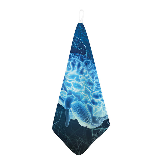 Blue Electrical Brain Activity Print Hand Towel