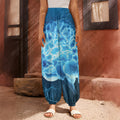 Blue Electrical Brain Activity Print Harem Pants