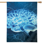 Blue Electrical Brain Activity Print House Flag