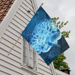 Blue Electrical Brain Activity Print House Flag