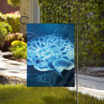 Blue Electrical Brain Activity Print House Flag