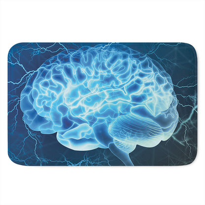 Blue Electrical Brain Activity Print Indoor Door Mat