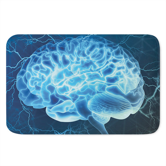 Blue Electrical Brain Activity Print Indoor Door Mat