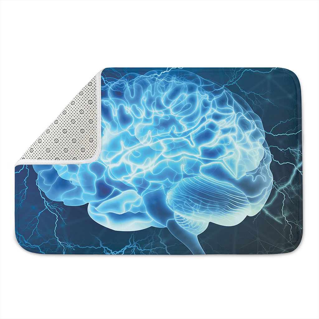 Blue Electrical Brain Activity Print Indoor Door Mat