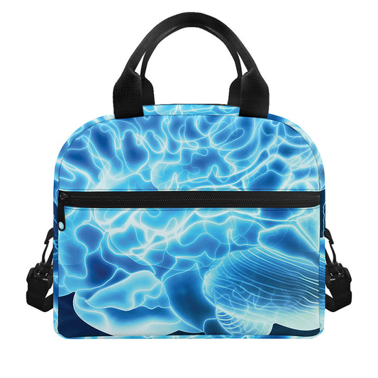 Blue Electrical Brain Activity Print Insulated Lunch Bag