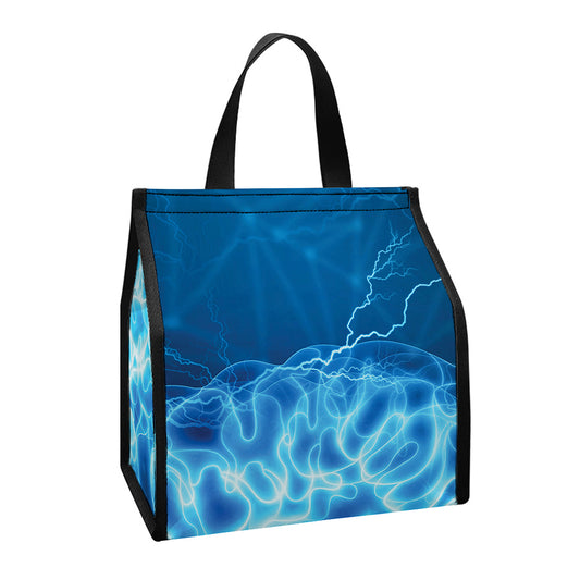 Blue Electrical Brain Activity Print Insulated Lunch Tote