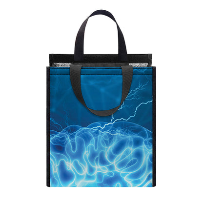 Blue Electrical Brain Activity Print Insulated Lunch Tote