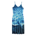 Blue Electrical Brain Activity Print Jersey Midi Cami Dress