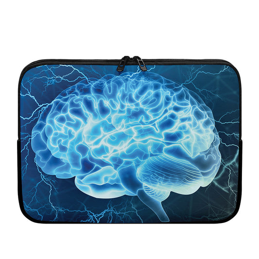 Blue Electrical Brain Activity Print Laptop Sleeve