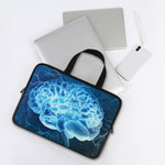 Blue Electrical Brain Activity Print Laptop Sleeve With Handle