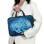 Blue Electrical Brain Activity Print Laptop Sleeve With Handle