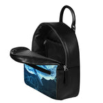 Blue Electrical Brain Activity Print Leather Backpack