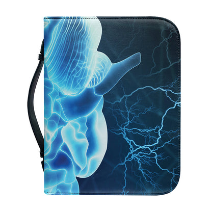 Blue Electrical Brain Activity Print Leather Bible Cover