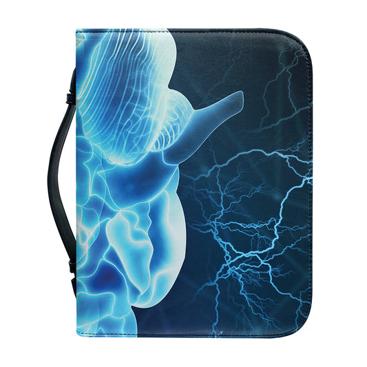 Blue Electrical Brain Activity Print Leather Bible Cover