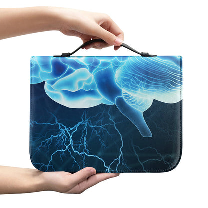 Blue Electrical Brain Activity Print Leather Bible Cover