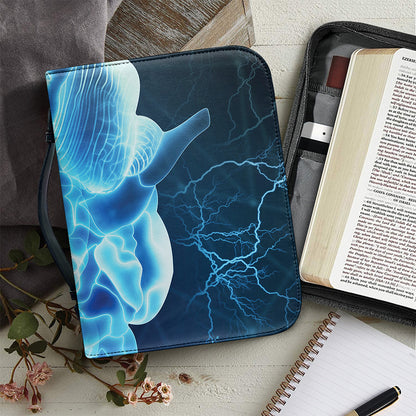 Blue Electrical Brain Activity Print Leather Bible Cover