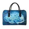 Blue Electrical Brain Activity Print Leather Duffel Bag