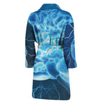 Blue Electrical Brain Activity Print Men's Bathrobe