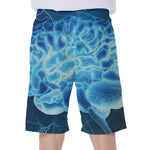 Blue Electrical Brain Activity Print Men's Beach Shorts