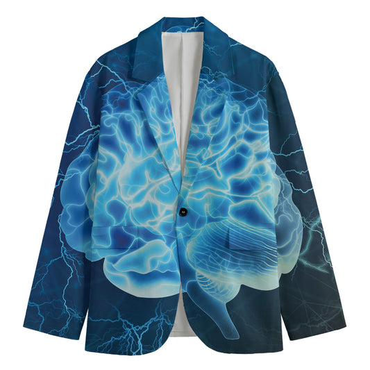 Blue Electrical Brain Activity Print Men's Blazer
