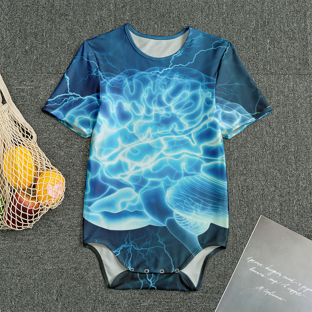 Blue Electrical Brain Activity Print Men's Bodysuit
