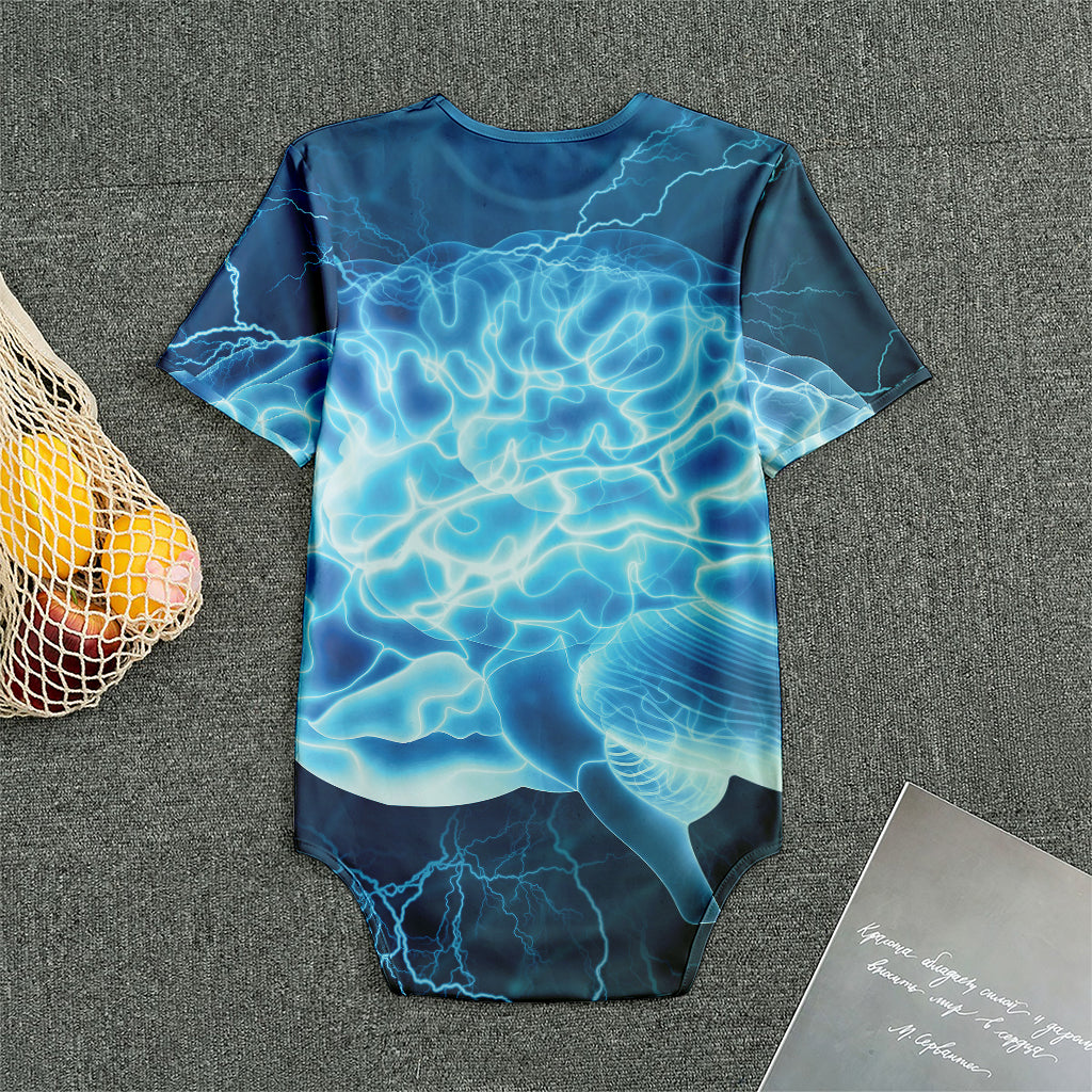 Blue Electrical Brain Activity Print Men's Bodysuit