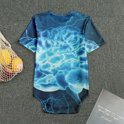 Blue Electrical Brain Activity Print Men's Bodysuit